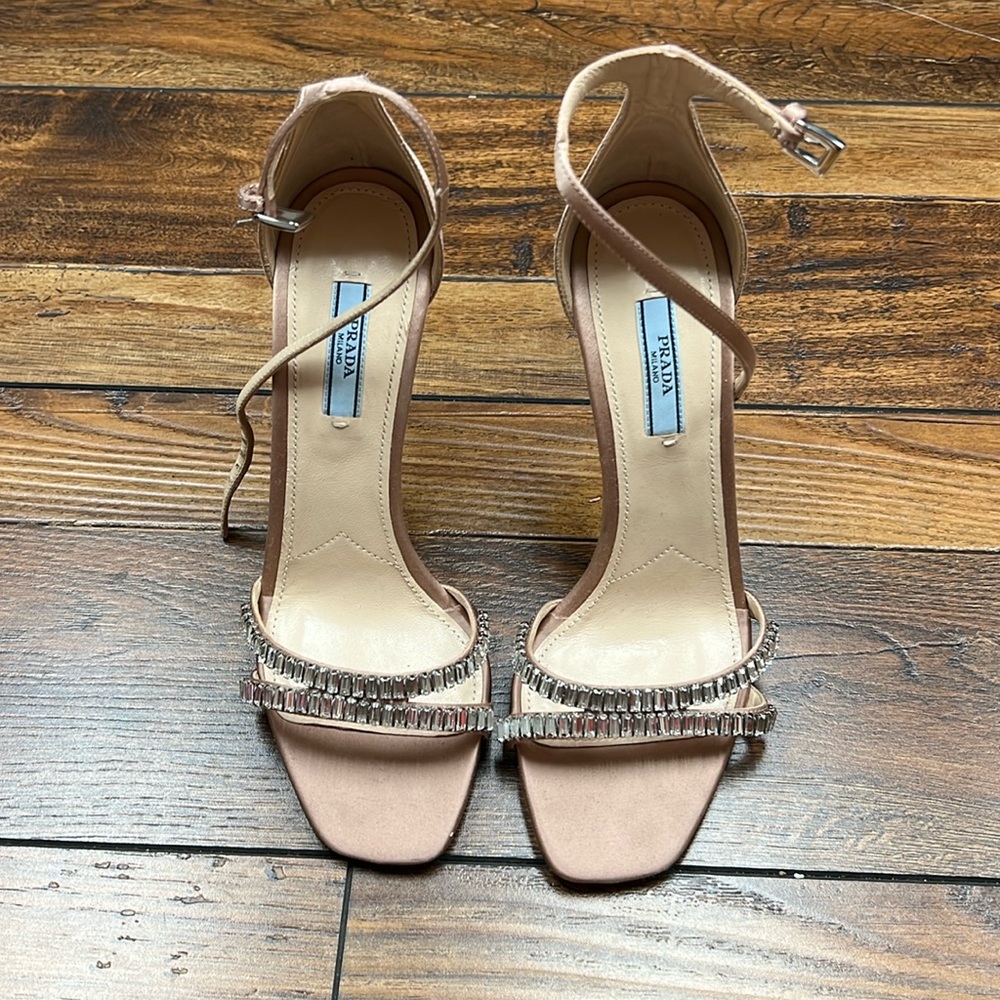 Prada heel sandals satin champagne color